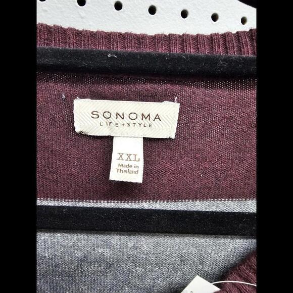 Sonoma Life+Style Lite Knit Sweater Men's Size 2X Burgundy/Grey - Picture 3 of 8